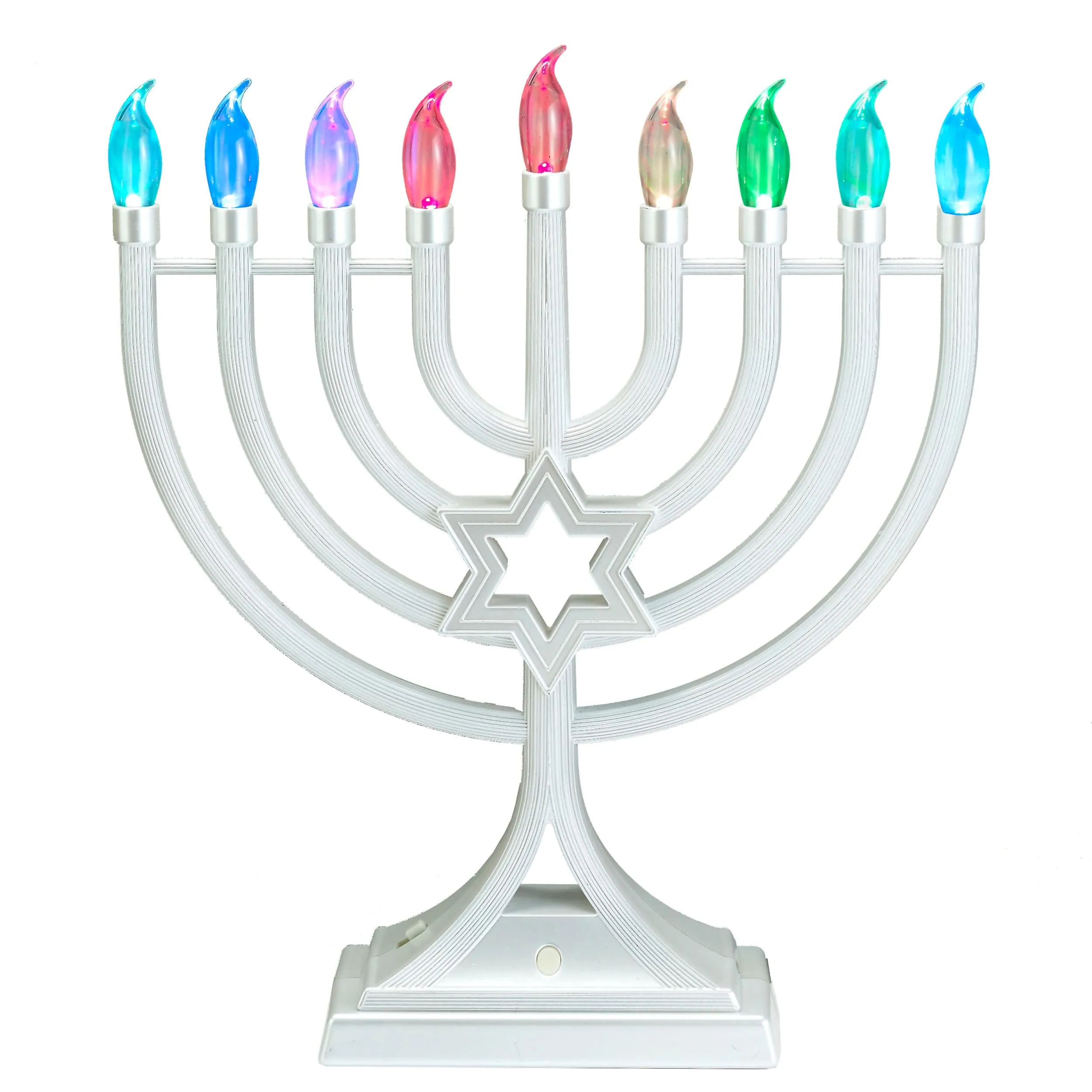 Led Menorah W/ Colorchanging Lights,abs,pearl White,13",color Box