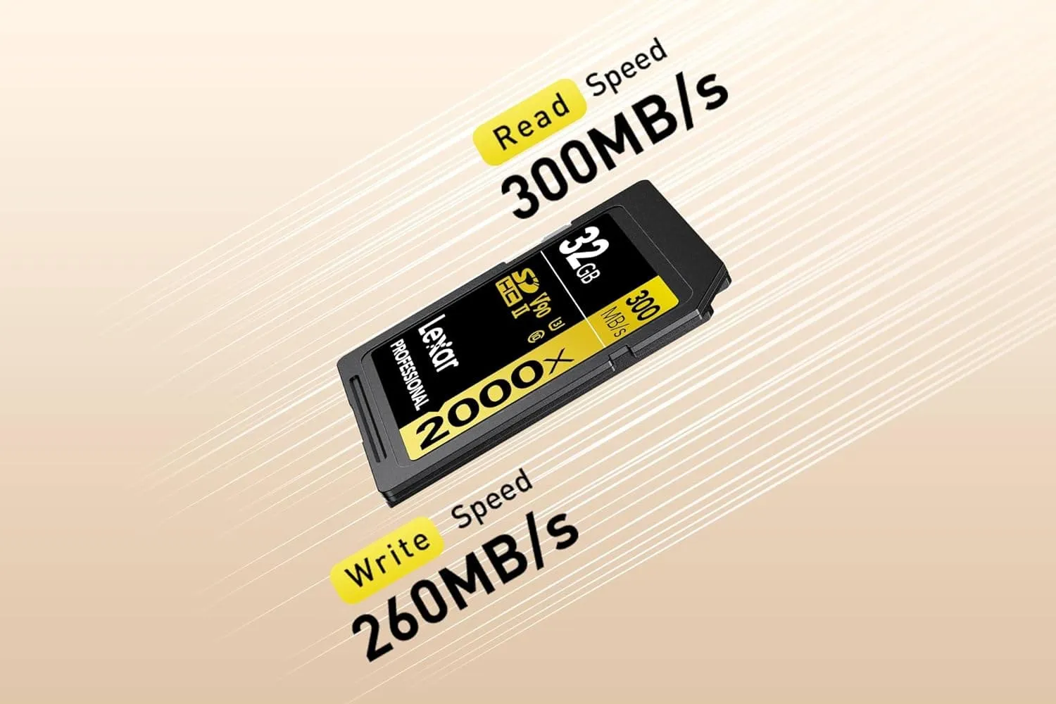 Lexar Professional 2000x SD Card 32GB, SDXC UHS-II Memory Card, Up to 300MB/s Read, for DSLR, Cinema-Quality Video Cameras (LSD2000032G-BNNAG)