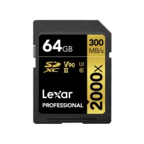 Lexar Professional Gold 64GB SDXC UHS-II 300MB/s Memory Card - V90