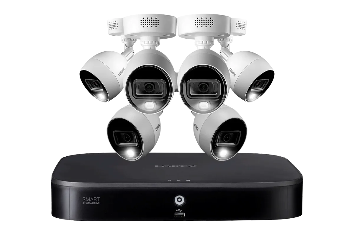 Lorex 4K 2TB Wired Security System with 6 Active Deterrence Cameras Control