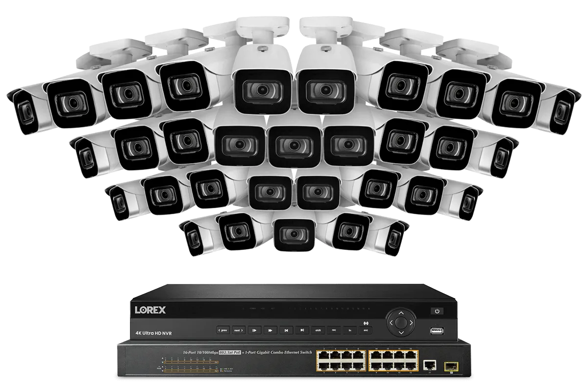 Lorex 4K (32 Camera Capable) 8TB Wired NVR System with IP Bullet Cameras
