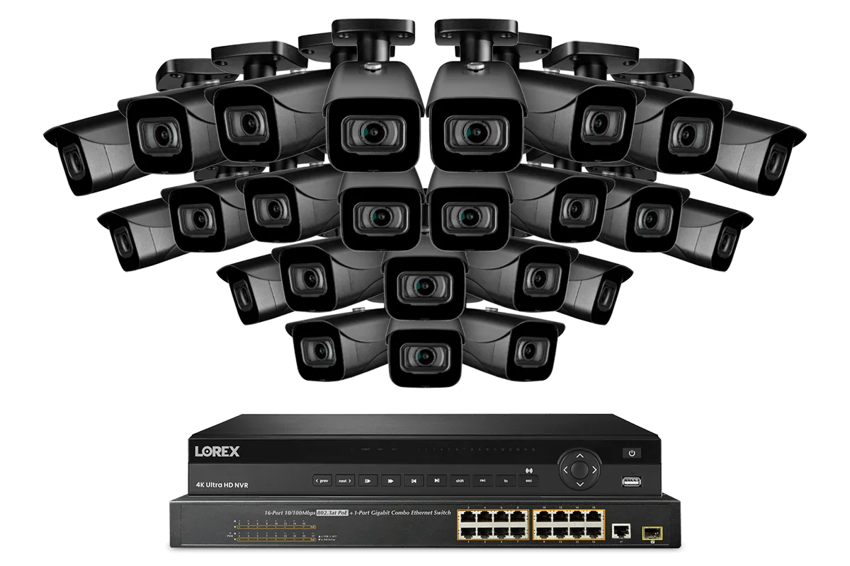 Lorex 4K (32 Camera Capable) 8TB Wired NVR System with IP Bullet Cameras