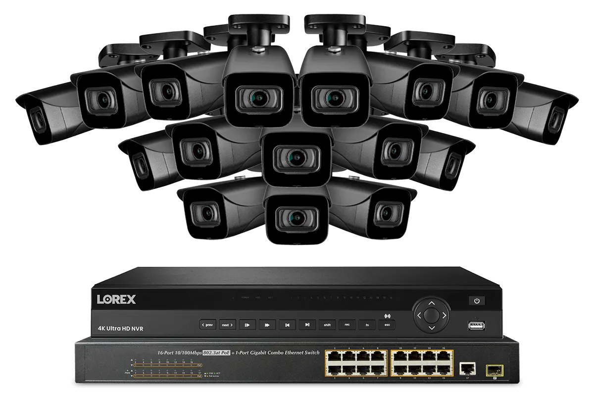 Lorex 4K (32 Camera Capable) 8TB Wired NVR System with IP Bullet Cameras