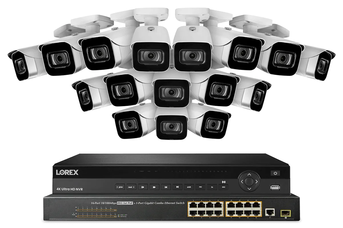 Lorex 4K (32 Camera Capable) 8TB Wired NVR System with IP Bullet Cameras