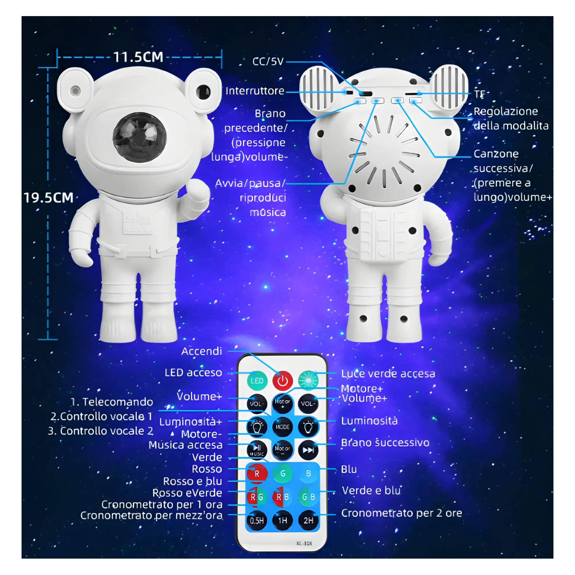 Magnetic Astronaut Space Projector RGB Light With Remote Control