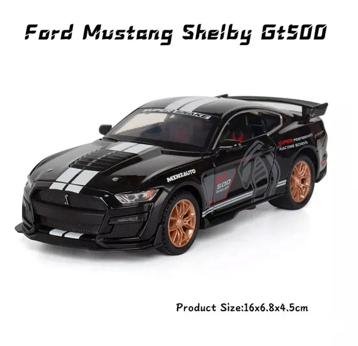 MUSTANG GT500 1:32 DIECAST METAL PULLBACK TOY CAR WITH OPENABLE DOORS & LIGHT, MUSIC BOYS CAR FOR KIDS BEST TOYS GIFTS TOYS FOR KIDS [ COLOR AS PER STOCK ]