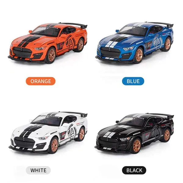 MUSTANG GT500 1:32 DIECAST METAL PULLBACK TOY CAR WITH OPENABLE DOORS & LIGHT, MUSIC BOYS CAR FOR KIDS BEST TOYS GIFTS TOYS FOR KIDS [ COLOR AS PER STOCK ]