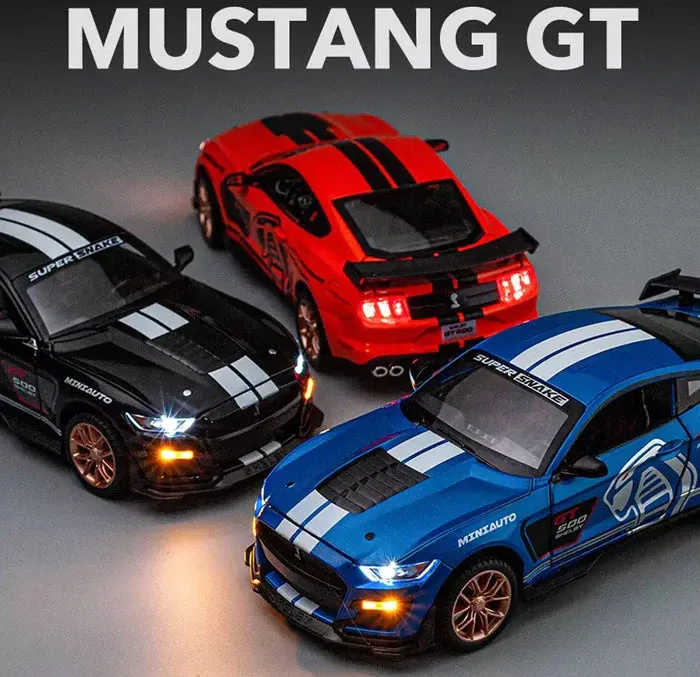 MUSTANG GT500 1:32 DIECAST METAL PULLBACK TOY CAR WITH OPENABLE DOORS & LIGHT, MUSIC BOYS CAR FOR KIDS BEST TOYS GIFTS TOYS FOR KIDS [ COLOR AS PER STOCK ]
