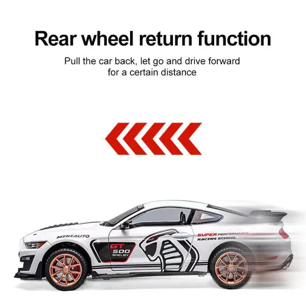 MUSTANG GT500 1:32 DIECAST METAL PULLBACK TOY CAR WITH OPENABLE DOORS & LIGHT, MUSIC BOYS CAR FOR KIDS BEST TOYS GIFTS TOYS FOR KIDS [ COLOR AS PER STOCK ]