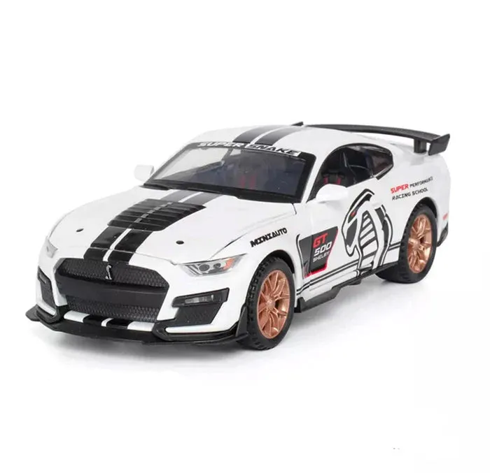MUSTANG GT500 1:32 DIECAST METAL PULLBACK TOY CAR WITH OPENABLE DOORS & LIGHT, MUSIC BOYS CAR FOR KIDS BEST TOYS GIFTS TOYS FOR KIDS [ COLOR AS PER STOCK ]