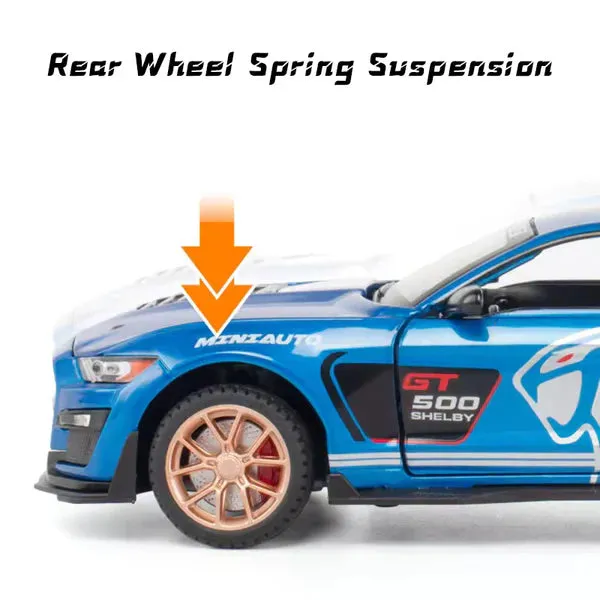 MUSTANG GT500 1:32 DIECAST METAL PULLBACK TOY CAR WITH OPENABLE DOORS & LIGHT, MUSIC BOYS CAR FOR KIDS BEST TOYS GIFTS TOYS FOR KIDS [ COLOR AS PER STOCK ]
