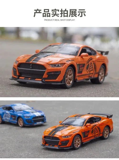 MUSTANG GT500 1:32 DIECAST METAL PULLBACK TOY CAR WITH OPENABLE DOORS & LIGHT, MUSIC BOYS CAR FOR KIDS BEST TOYS GIFTS TOYS FOR KIDS [ COLOR AS PER STOCK ]