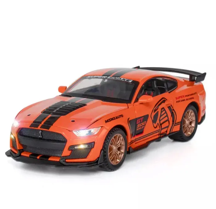 MUSTANG GT500 1:32 DIECAST METAL PULLBACK TOY CAR WITH OPENABLE DOORS & LIGHT, MUSIC BOYS CAR FOR KIDS BEST TOYS GIFTS TOYS FOR KIDS [ COLOR AS PER STOCK ]