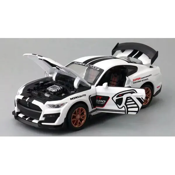 MUSTANG GT500 1:32 DIECAST METAL PULLBACK TOY CAR WITH OPENABLE DOORS & LIGHT, MUSIC BOYS CAR FOR KIDS BEST TOYS GIFTS TOYS FOR KIDS [ COLOR AS PER STOCK ]