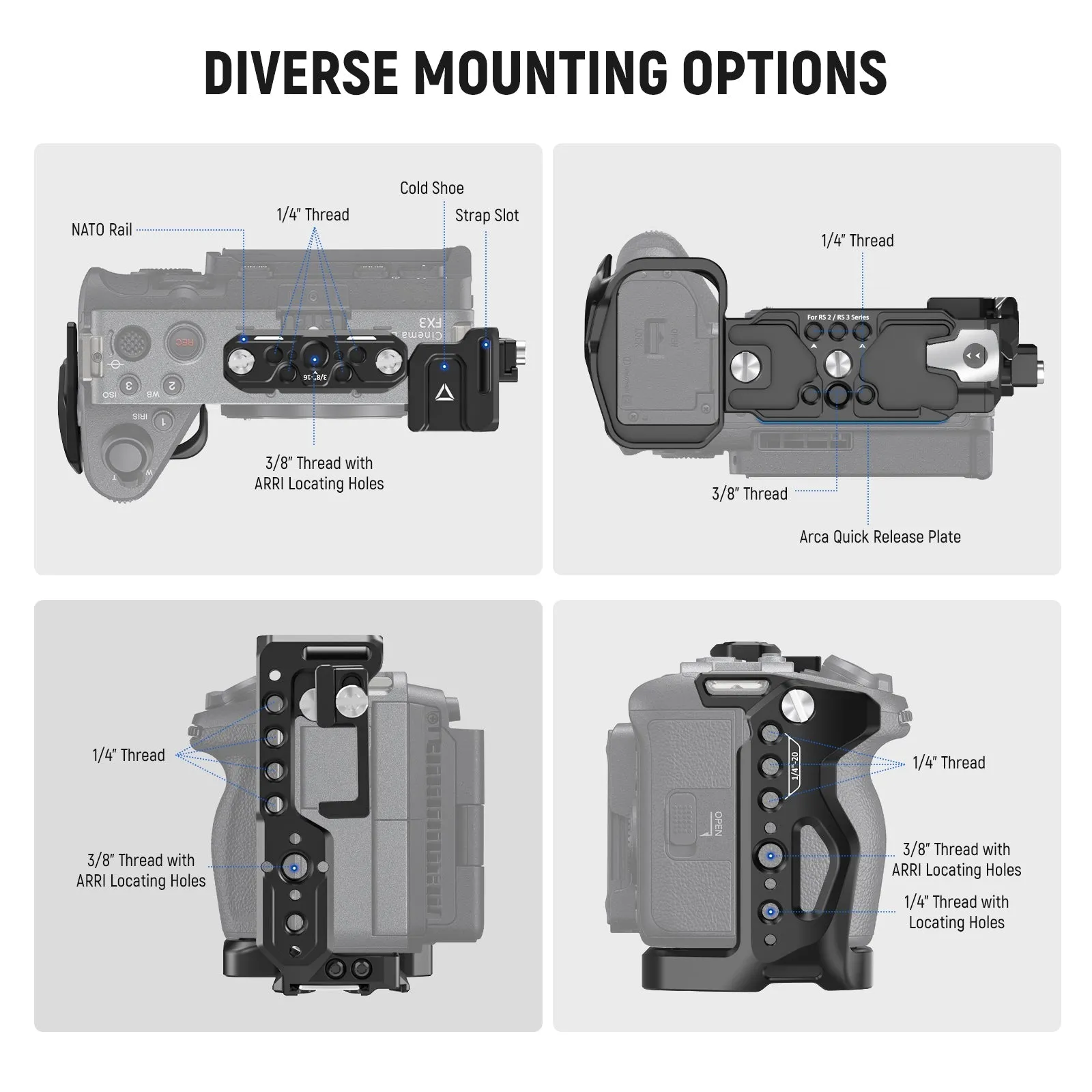 NEEWER CA011 Sony FX3/FX30 Camera Cage with HDMI Cable Clamp