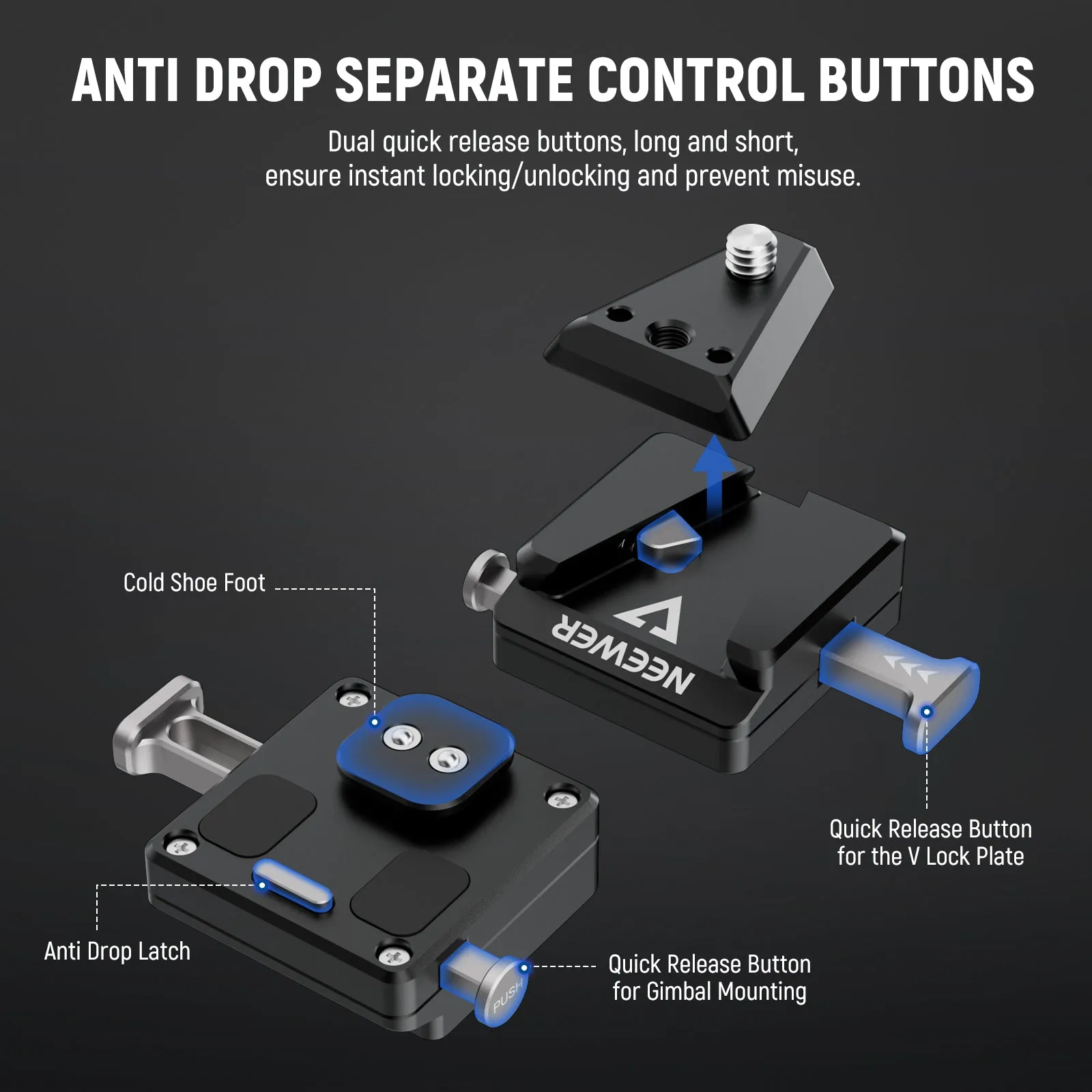 NEEWER GA009 Mini V Mount Battery Plate for DJI RS 2 RSC 2 RS 3