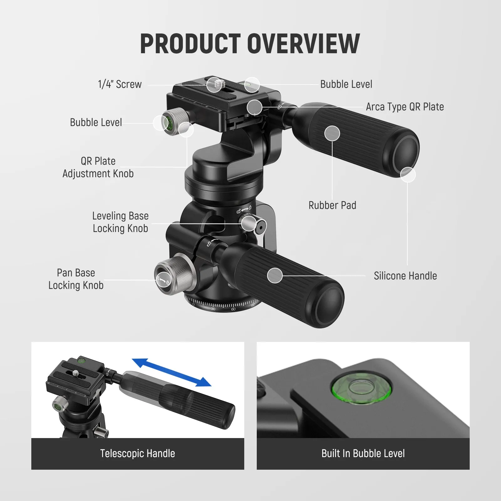 NEEWER GM37 3 Way Pan Tilt Head