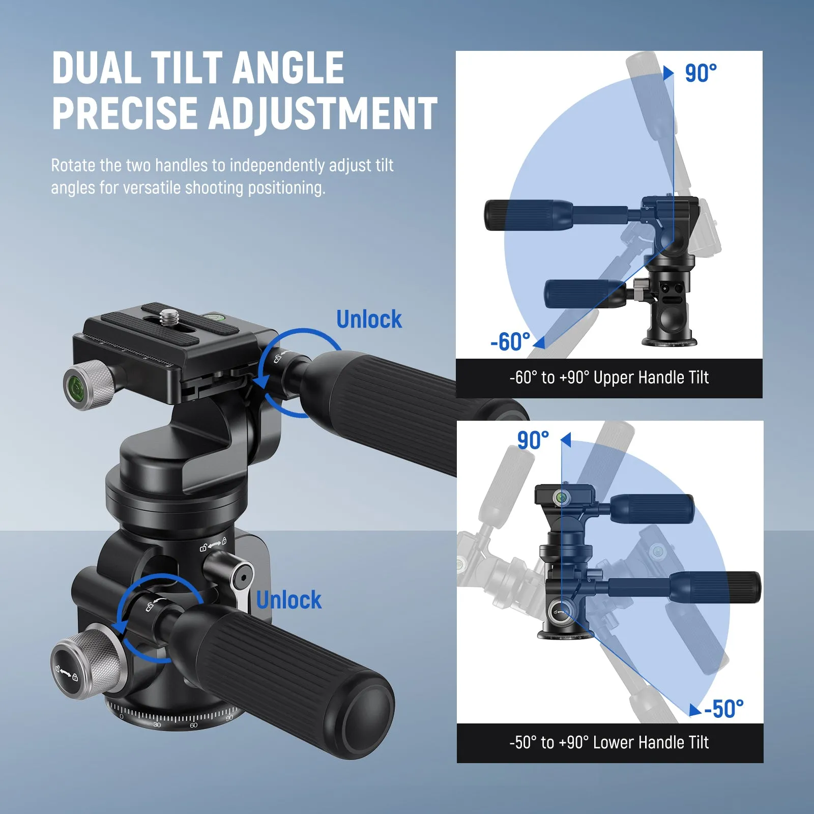 NEEWER GM37 3 Way Pan Tilt Head