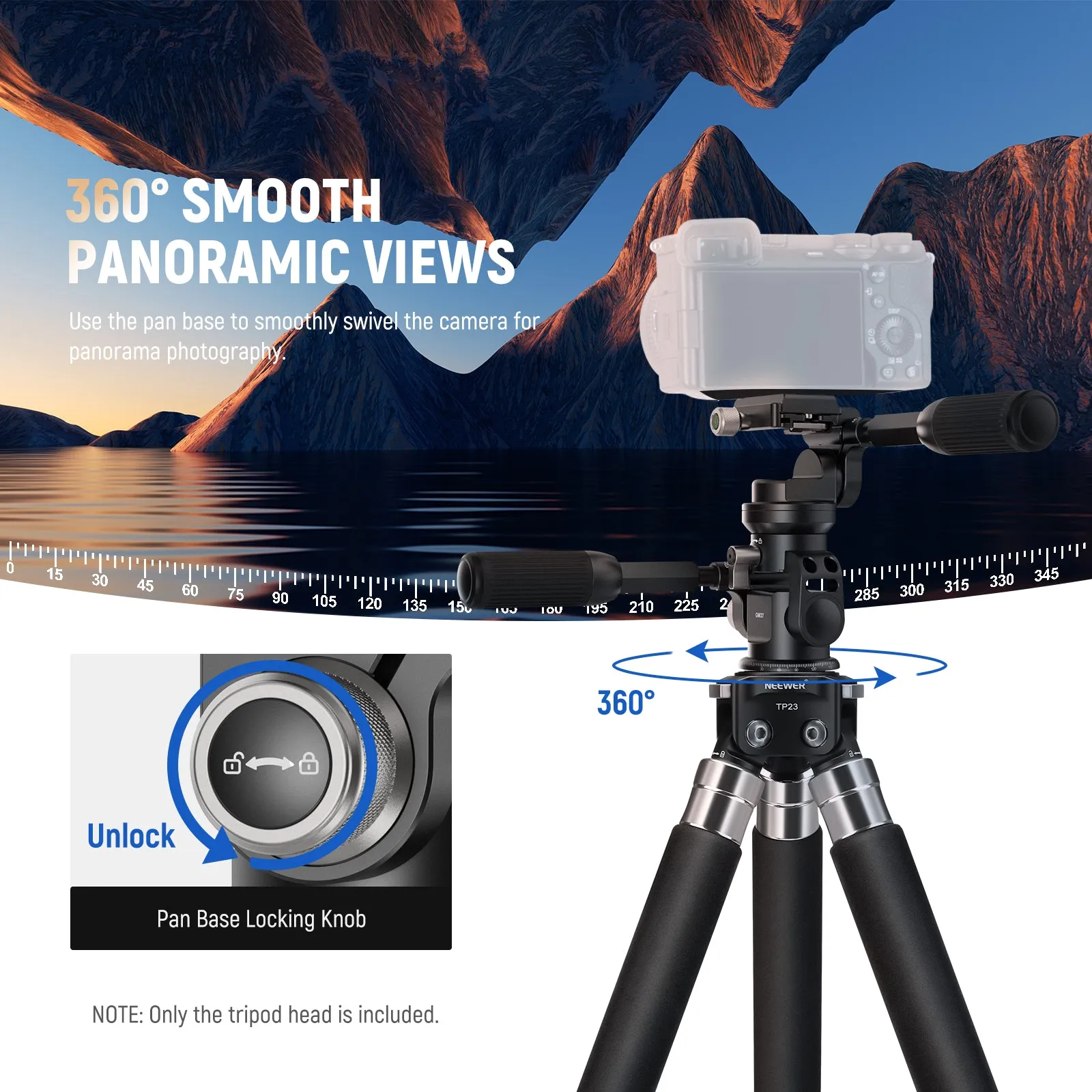 NEEWER GM37 3 Way Pan Tilt Head