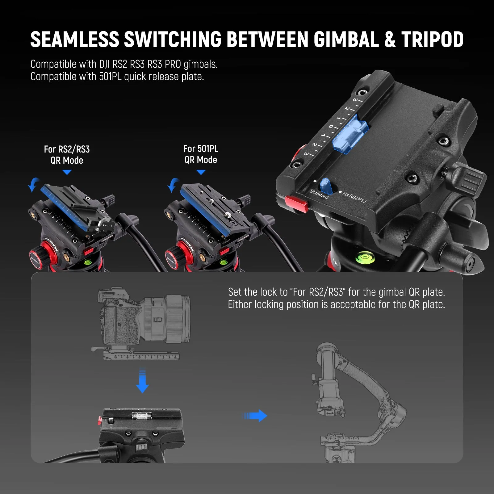 NEEWER LL35 78" One Step Fast Lock Carbon Fiber Video Tripod
