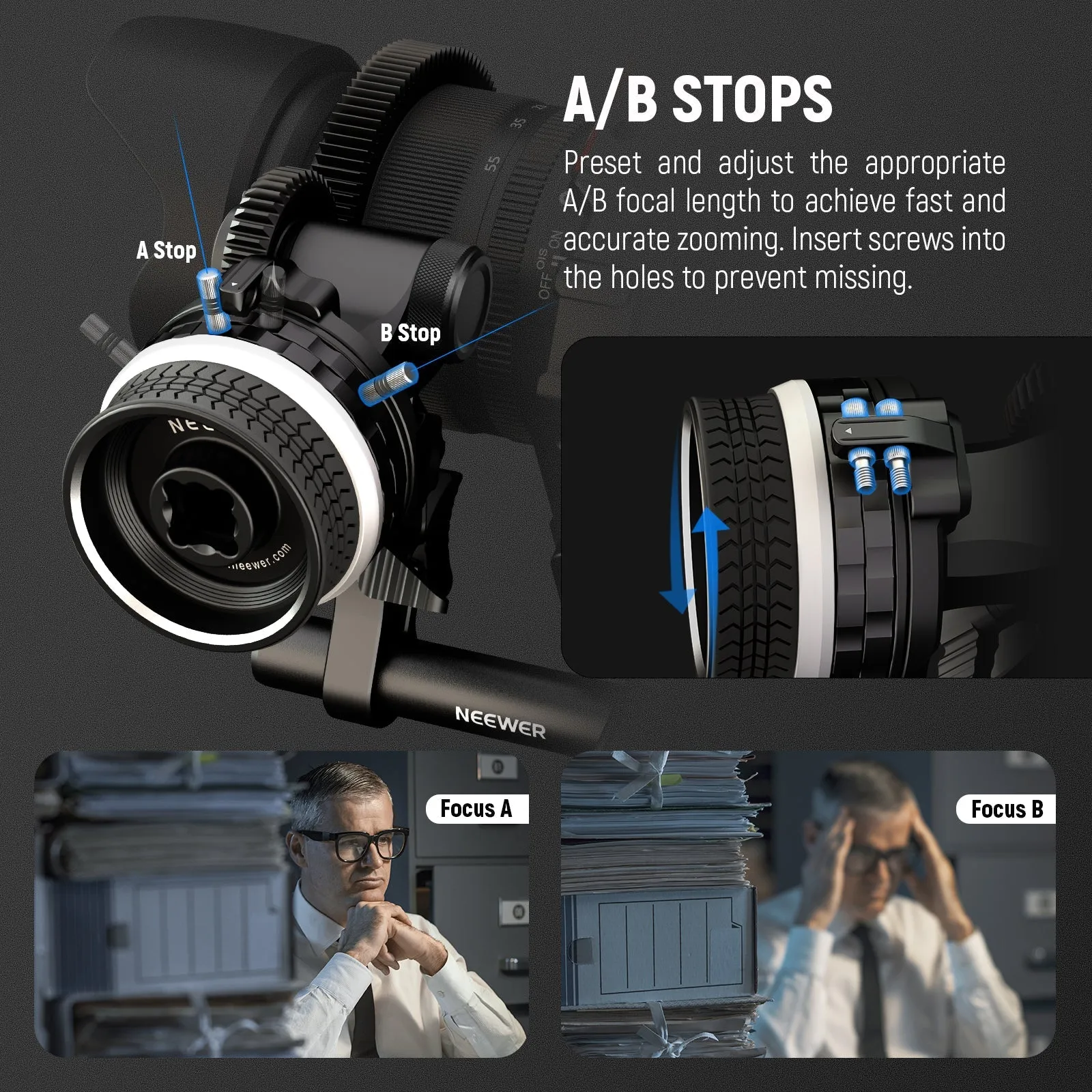 NEEWER PG003 Mini Follow Focus with A/B Stops