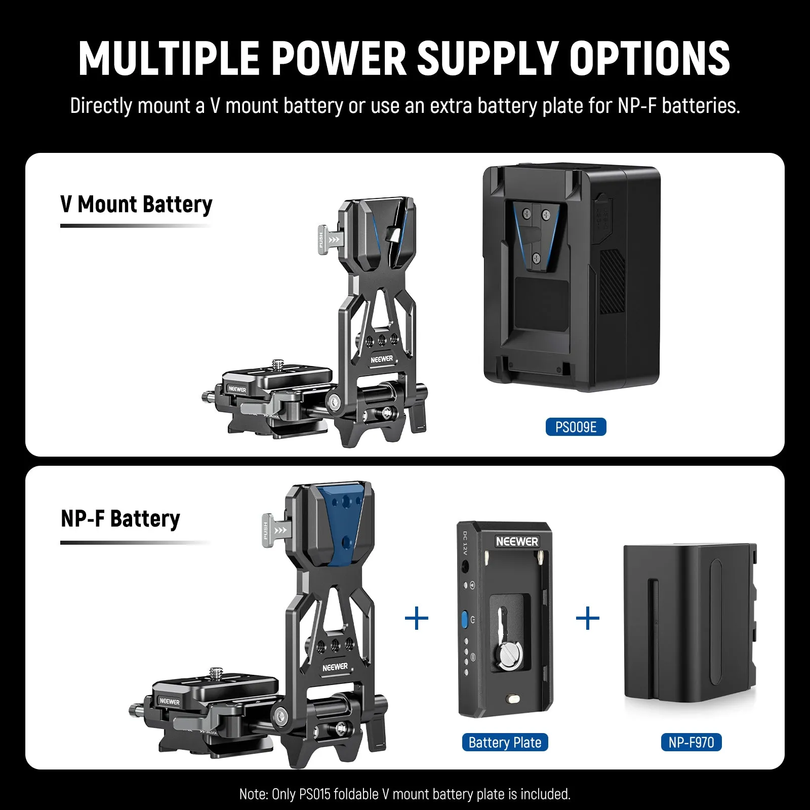NEEWER PS015 Foldable V Mount Battery Plate