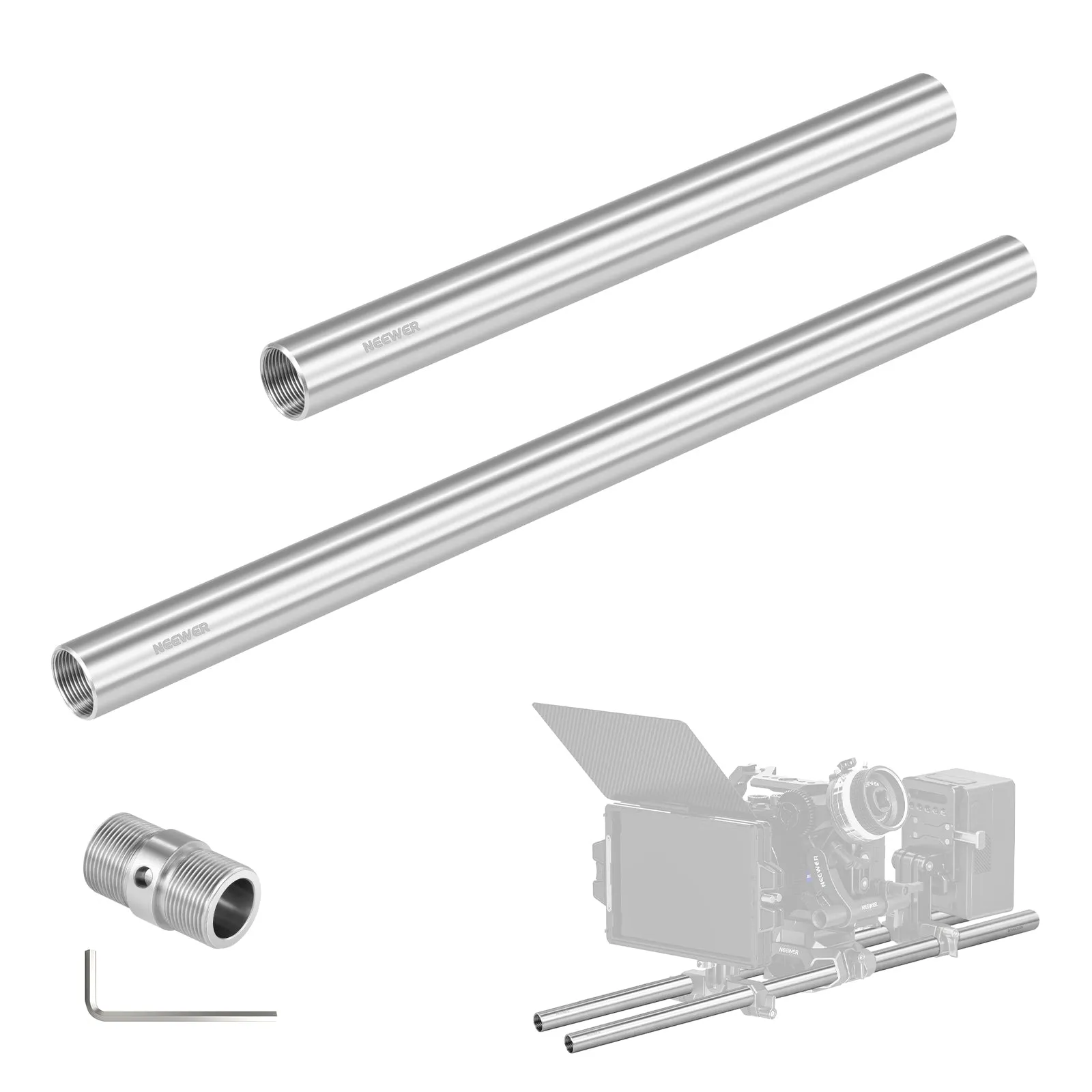 NEEWER SR014 Stainless Steel 19mm Rod Set