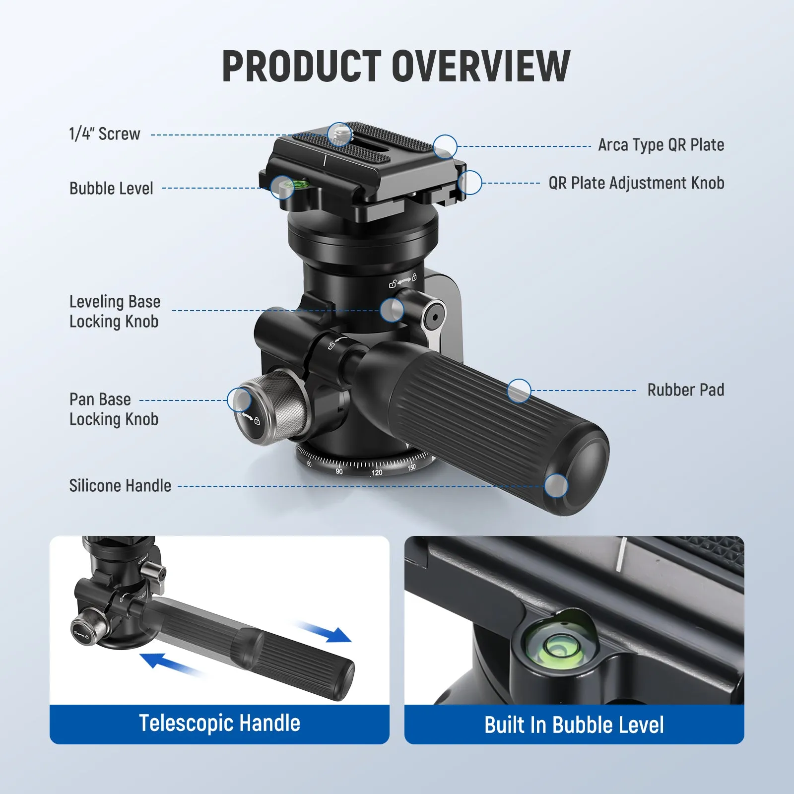 NEEWER TH03 Video Camera Tripod Pan Tilt Head