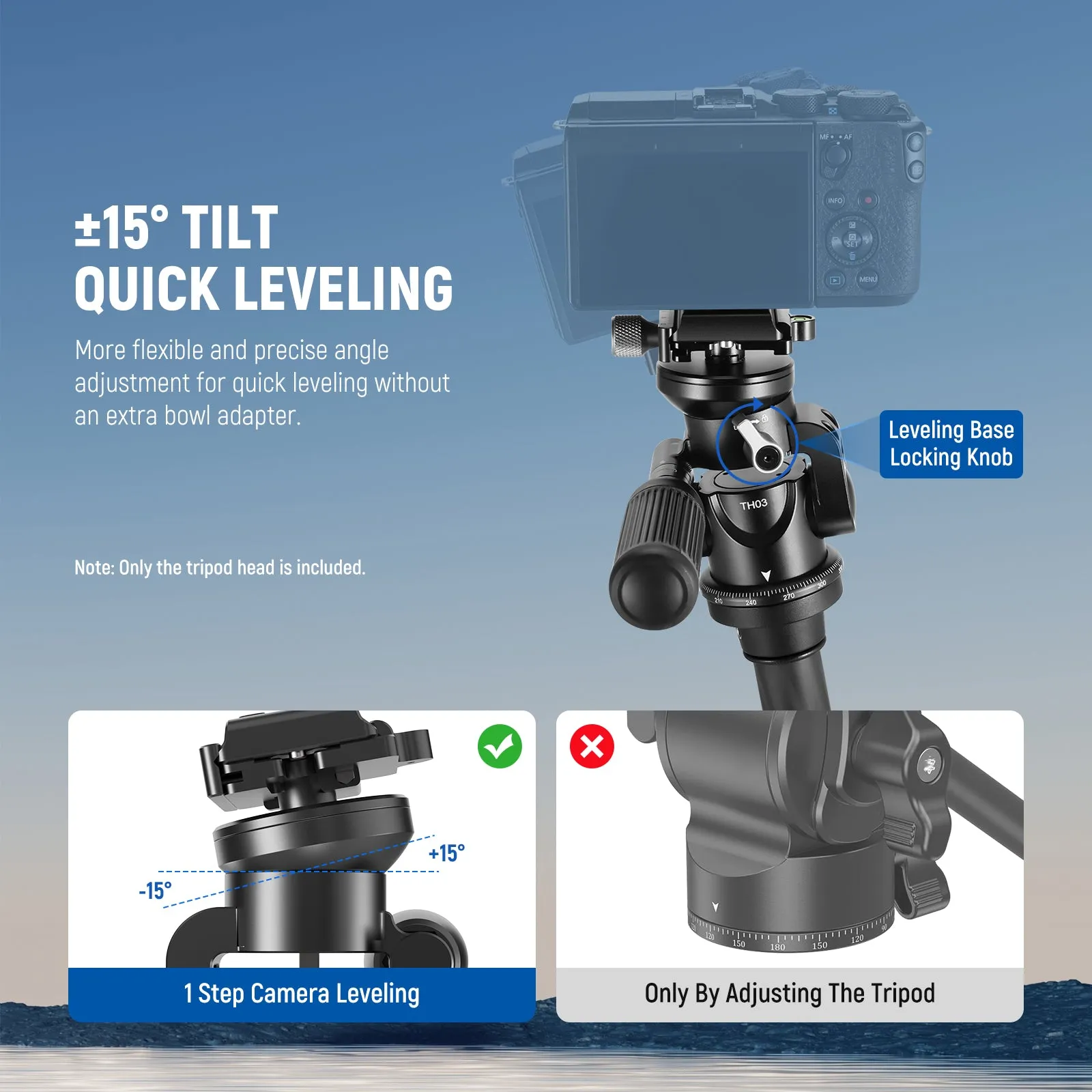 NEEWER TH03 Video Camera Tripod Pan Tilt Head