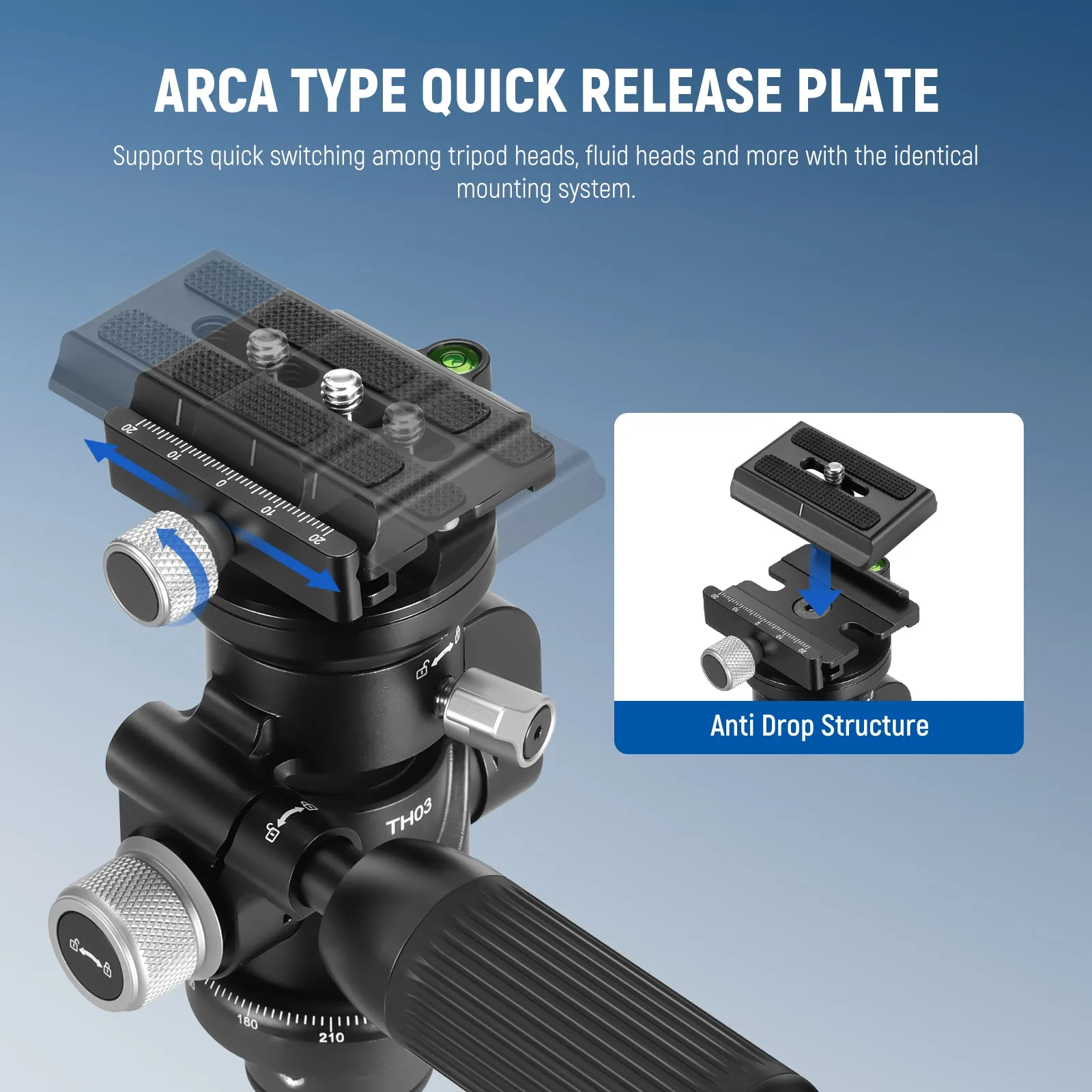 NEEWER TH03 Video Camera Tripod Pan Tilt Head