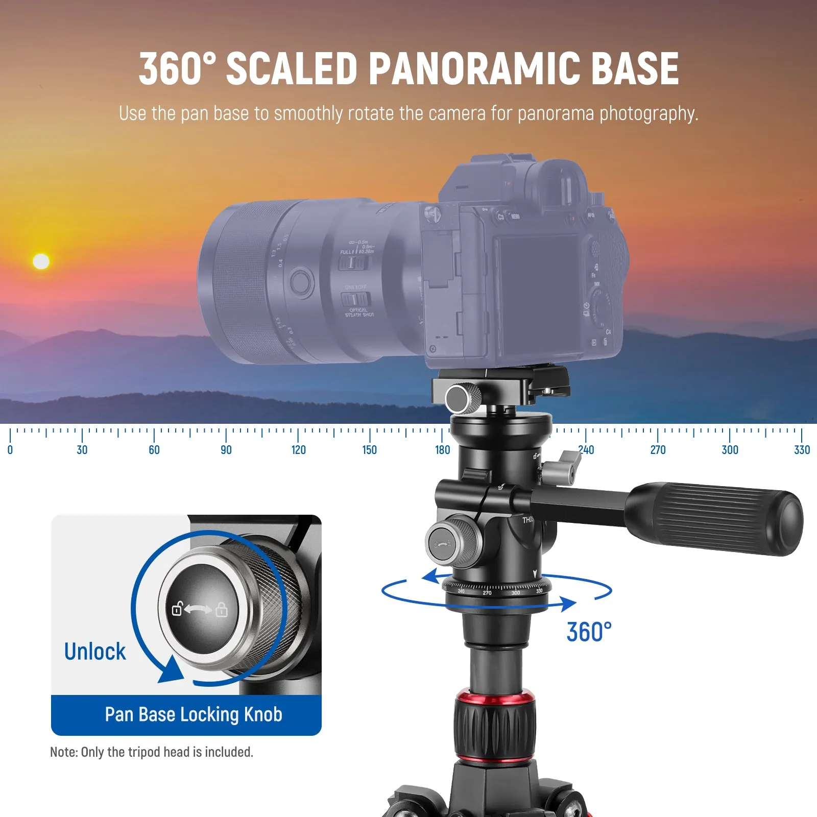 NEEWER TH03 Video Camera Tripod Pan Tilt Head