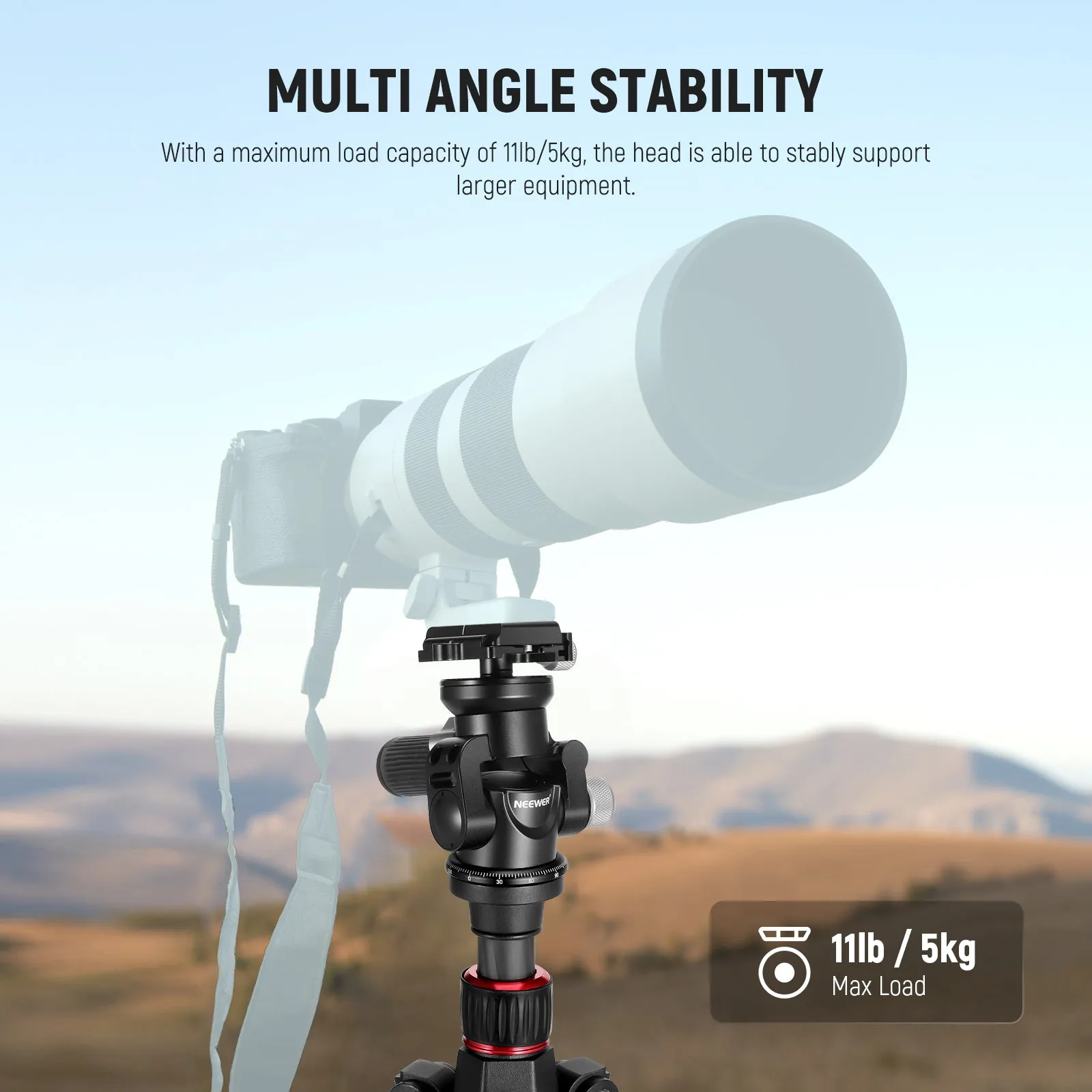 NEEWER TH03 Video Camera Tripod Pan Tilt Head