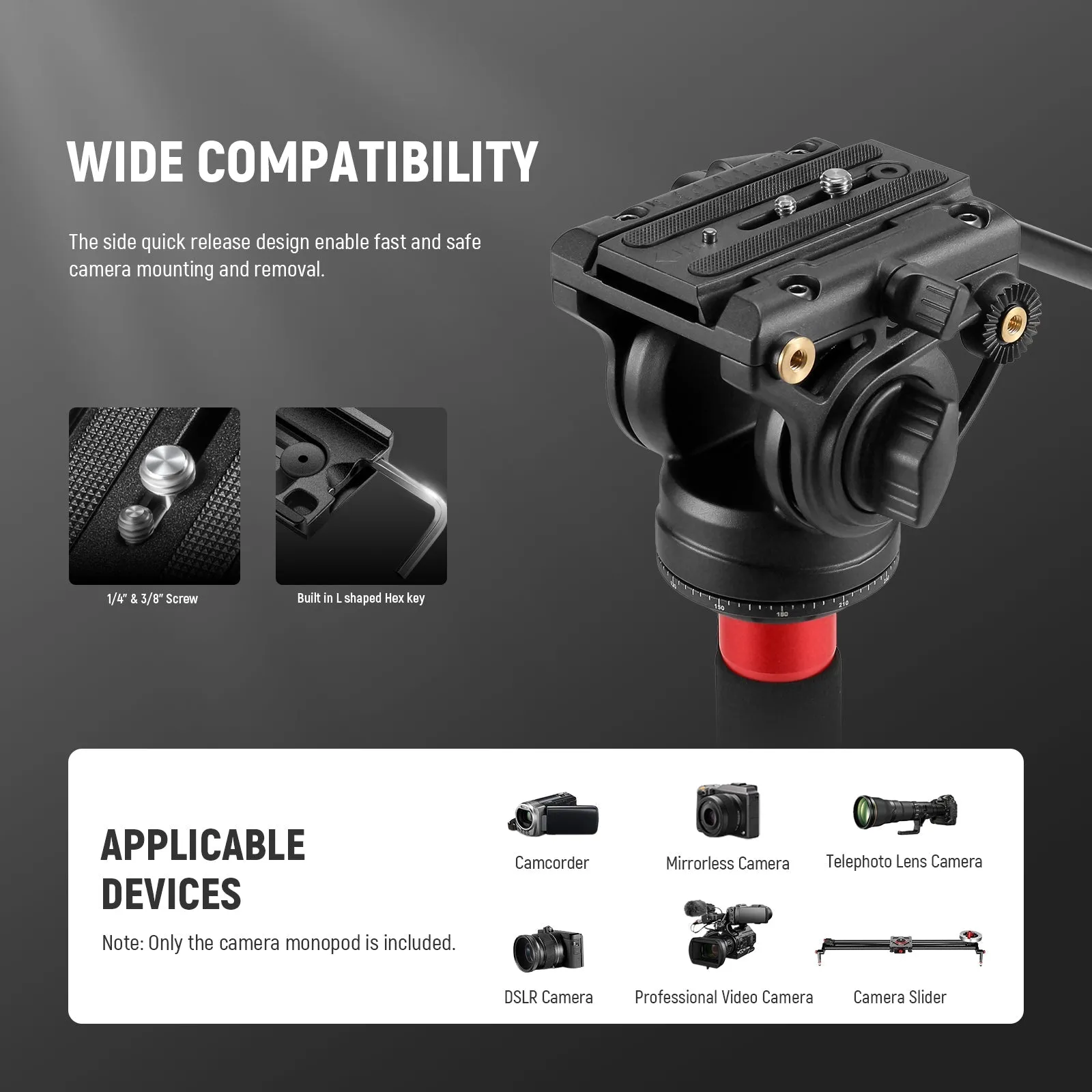 NEEWER TP71 71.6" Pro Carbon Fiber Camera Monopod