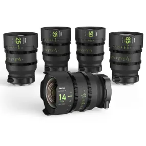 NiSi ATHENA PRIME Full Frame Cinema Lens Kit with 5 Lenses 14mm T2.4, 25mm T1.9, 35mm T1.9, 50mm T1.9, 85mm T1.9   Hard Case (E Mount)