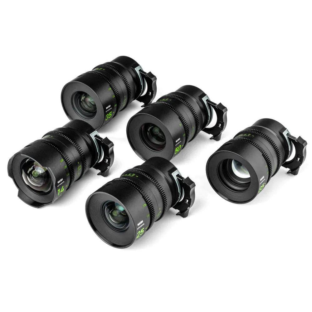 NiSi ATHENA PRIME Full Frame Cinema Lens Kit with 5 Lenses 14mm T2.4, 25mm T1.9, 35mm T1.9, 50mm T1.9, 85mm T1.9   Hard Case (L Mount)