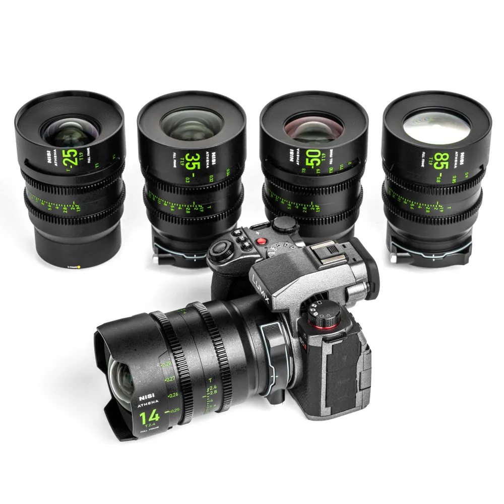 NiSi ATHENA PRIME Full Frame Cinema Lens Kit with 5 Lenses 14mm T2.4, 25mm T1.9, 35mm T1.9, 50mm T1.9, 85mm T1.9   Hard Case (L Mount)