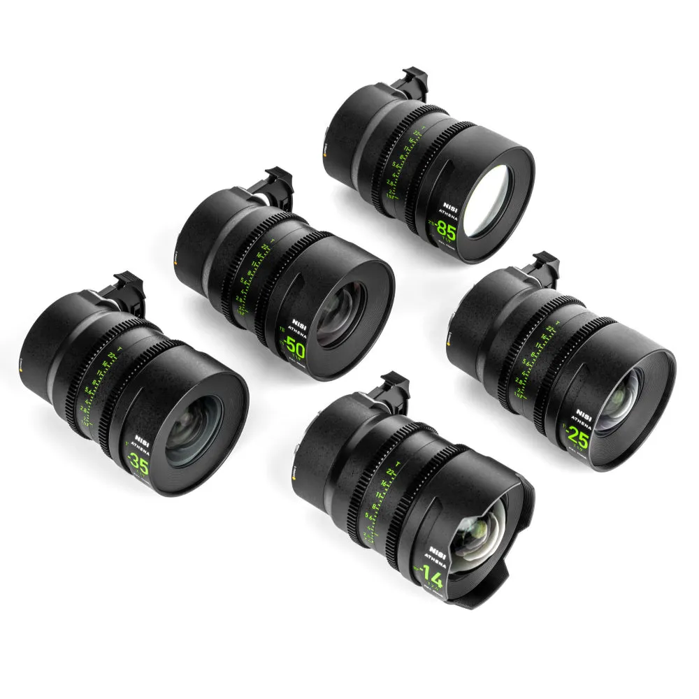 NiSi ATHENA PRIME Full Frame Cinema Lens Kit with 5 Lenses 14mm T2.4, 25mm T1.9, 35mm T1.9, 50mm T1.9, 85mm T1.9   Hard Case (L Mount)