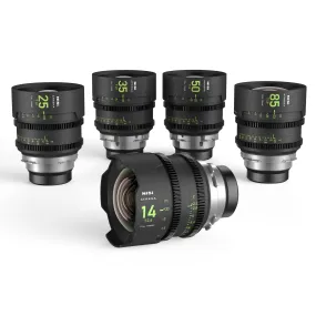 NiSi ATHENA PRIME Full Frame Cinema Lens Kit with 5 Lenses 14mm T2.4, 25mm T1.9, 35mm T1.9, 50mm T1.9, 85mm T1.9   Hard Case (PL Mount)