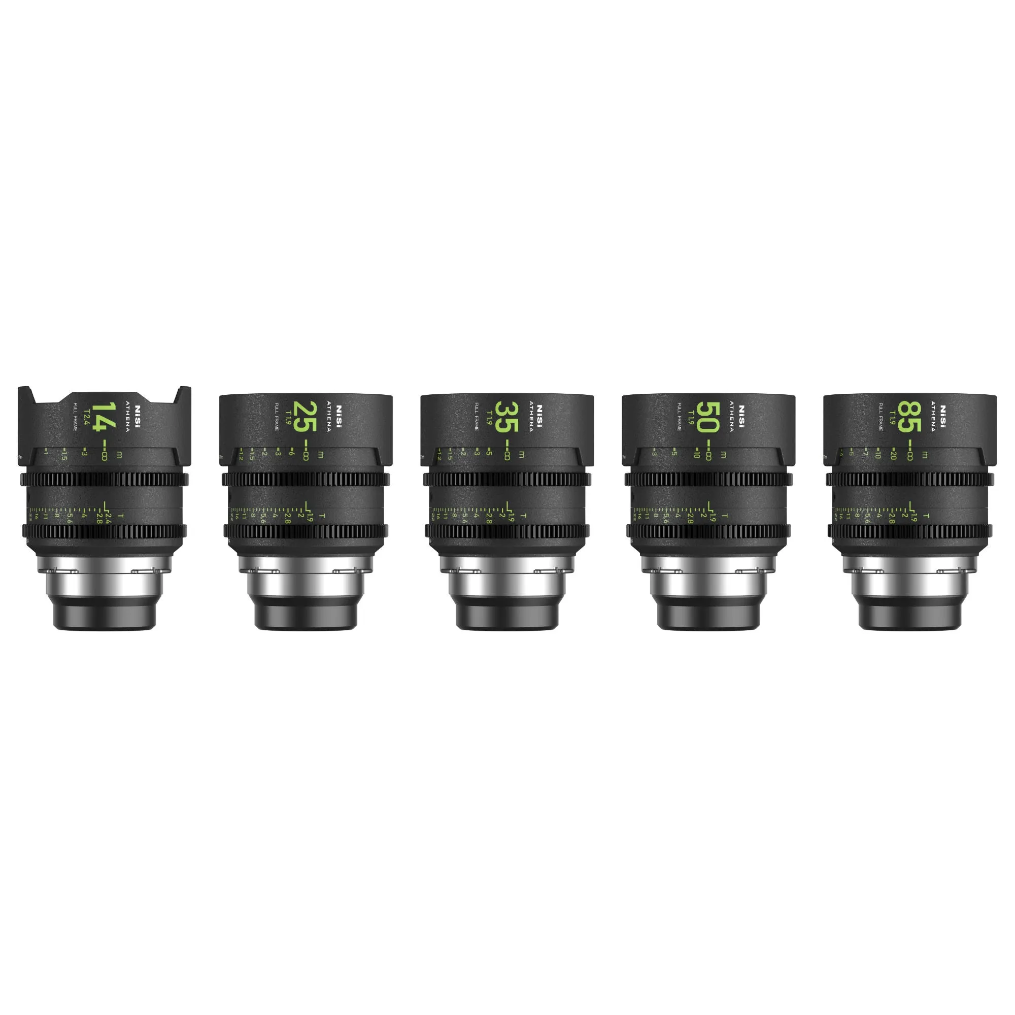 NiSi ATHENA PRIME Full Frame Cinema Lens Kit with 5 Lenses 14mm T2.4, 25mm T1.9, 35mm T1.9, 50mm T1.9, 85mm T1.9   Hard Case (PL Mount)