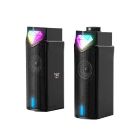 ONIKUMA L1 RGB Computer Speaker, Portable Sound Box with Inside Microphone, Home Office Use with Clear Sound Black