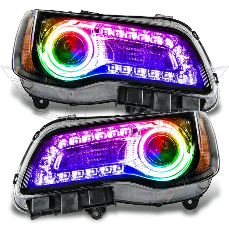ORACLE Lighting 2011-2014 Chrysler 300C NON HID Pre-Assembled Headlights - Black Housing - ColorSHIFT DRL
