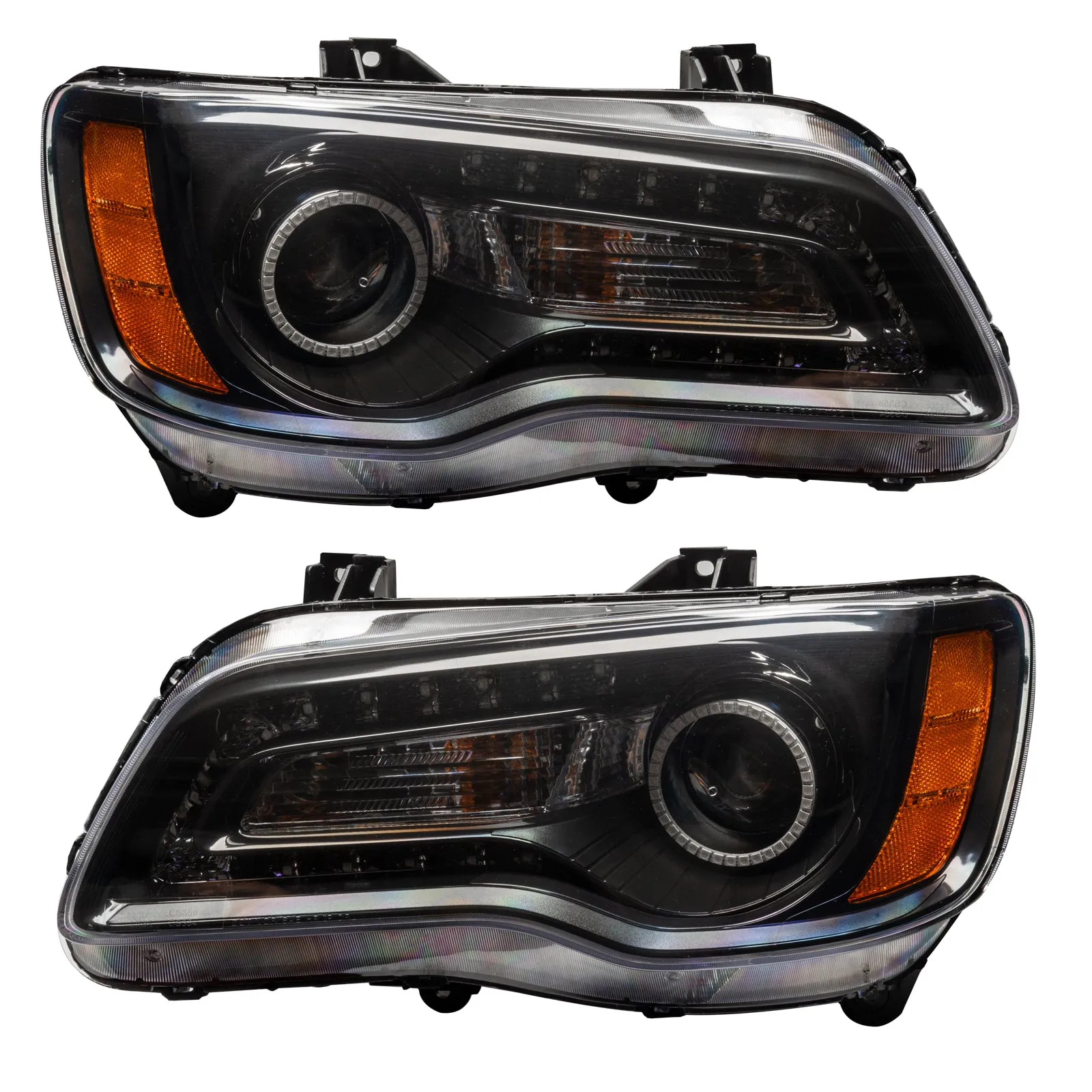 ORACLE Lighting 2011-2014 Chrysler 300C NON HID Pre-Assembled Headlights - Black Housing - ColorSHIFT DRL