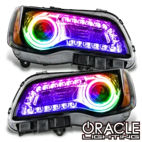 ORACLE Lighting 2011-2014 Chrysler 300C NON HID Pre-Assembled Headlights - Black Housing - ColorSHIFT DRL