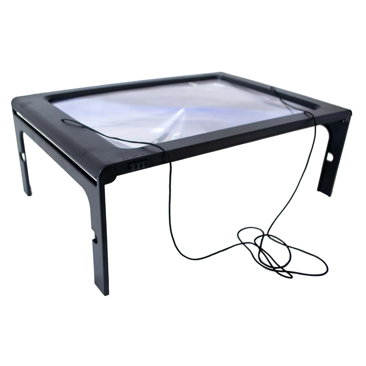 Page-size magnifier, handheld   stand   hangs around neck