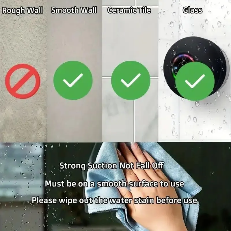 Portable Wireless BT Speaker, IPX4 Shower Wireless Speaker, USB Rechargeable Portable Mini Outdoor Speaker with RGB LED Light for Home & Outdoor, Summer Outing Essentials, Camping Gadgets 2024