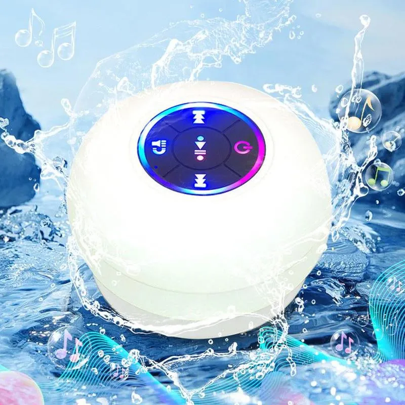 Portable Wireless BT Speaker, IPX4 Shower Wireless Speaker, USB Rechargeable Portable Mini Outdoor Speaker with RGB LED Light for Home & Outdoor, Summer Outing Essentials, Camping Gadgets 2024