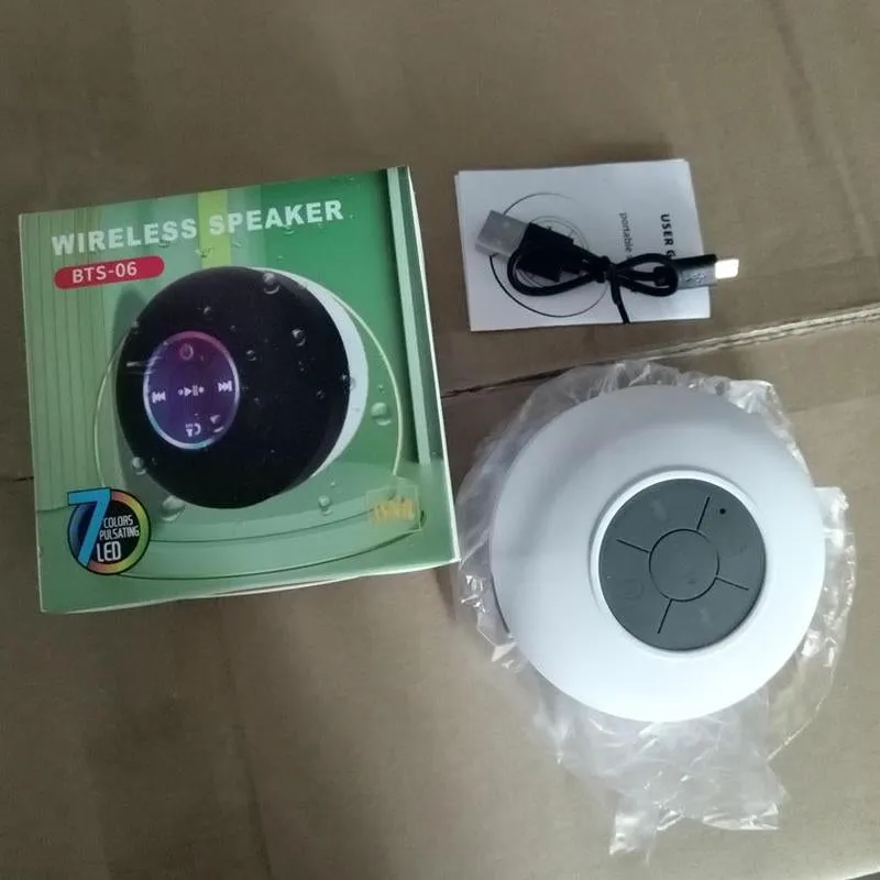Portable Wireless BT Speaker, IPX4 Shower Wireless Speaker, USB Rechargeable Portable Mini Outdoor Speaker with RGB LED Light for Home & Outdoor, Summer Outing Essentials, Camping Gadgets 2024