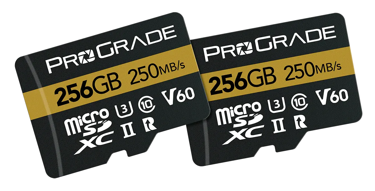 ProGrade Digital 256GB microSDXC UHS-II 250MB/s Gold Memory Card with Adapter (2 Pack) - V60