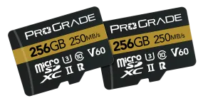 ProGrade Digital 256GB microSDXC UHS-II 250MB/s Gold Memory Card with Adapter (2 Pack) - V60