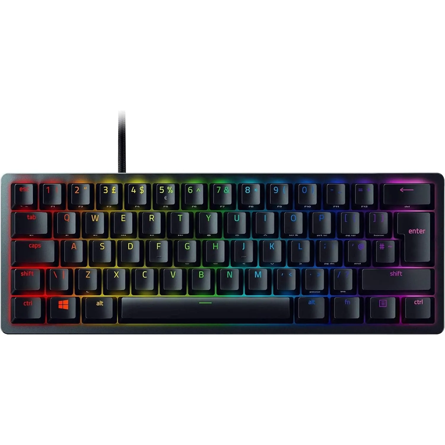 Razer Huntsman Mini (Purple Switch) - 60% Compact Gaming Keyboard (Clicky Optical-Mechanical Switches, Doubleshot PBT Keycaps, Detachable USB-C Cable) UK Layout | Black